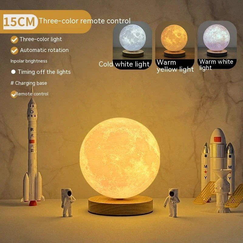 3D Magnetic Floating Levitating Moon Lamp with realistic moon surface and customizable colors