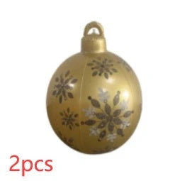 Vibrant, inflatable 60cm Christmas ball decorations in various patterns and colors for indoor and outdoor holiday display