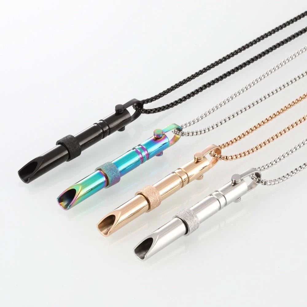 Premium Stainless Steel Meditation Necklace with Breathing Spinner and Braille Engraving for Anxiety and Stress Relief