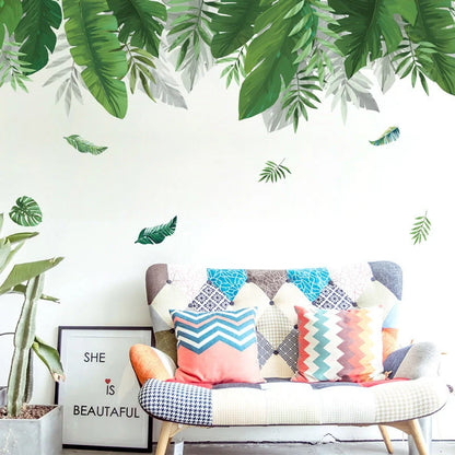 Nordic Green Plants Waterproof Wall Sticker for Bedroom Decoration