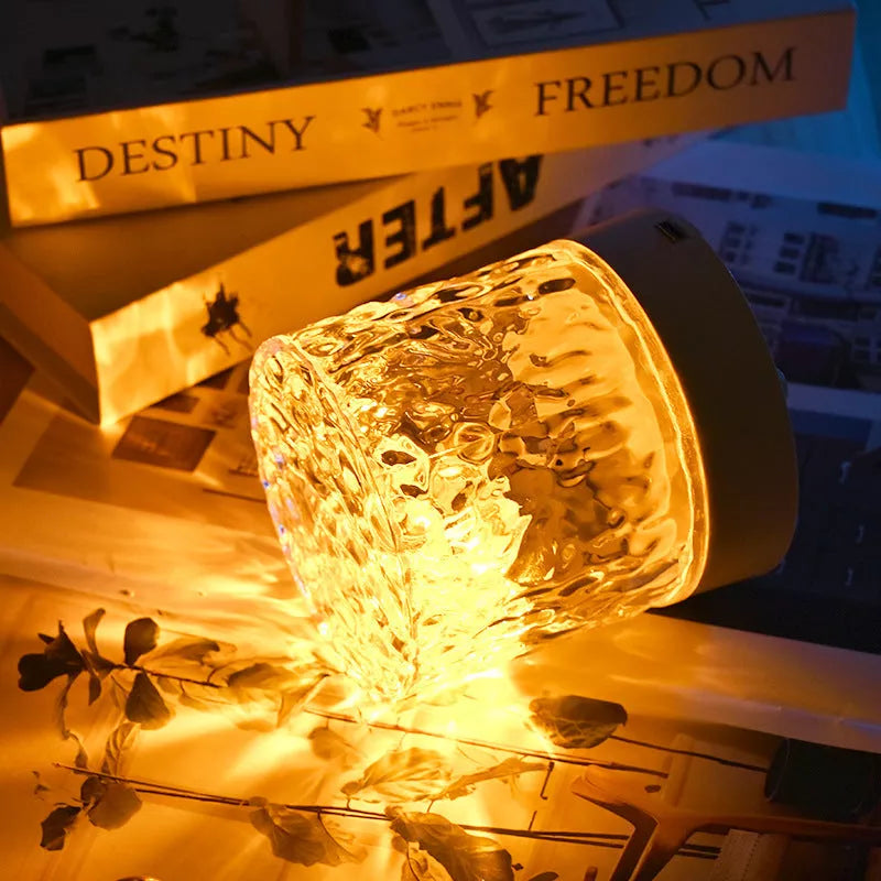 Crystal Lamp Water Ripple Projector with acrylic lampshade and LED light