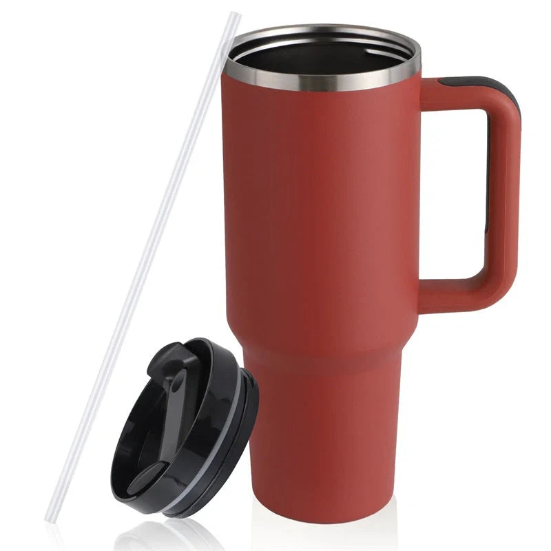 40oz stainless steel straw coffee mug with handle for travel, bisphenol A free, large capacity
