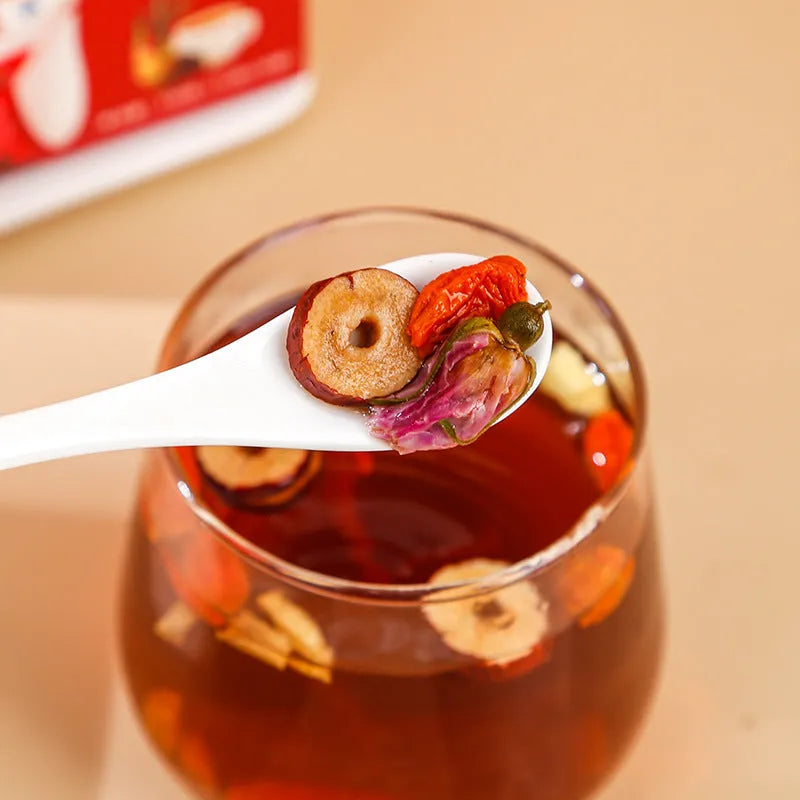 150g box of brown sugar ginger and jujube herbal tea with red dates, wolfberries and roses