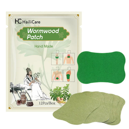 Chinese mugwort herbal patch set with 12 stickers for knee, lumbar, cervical spine and foot application
