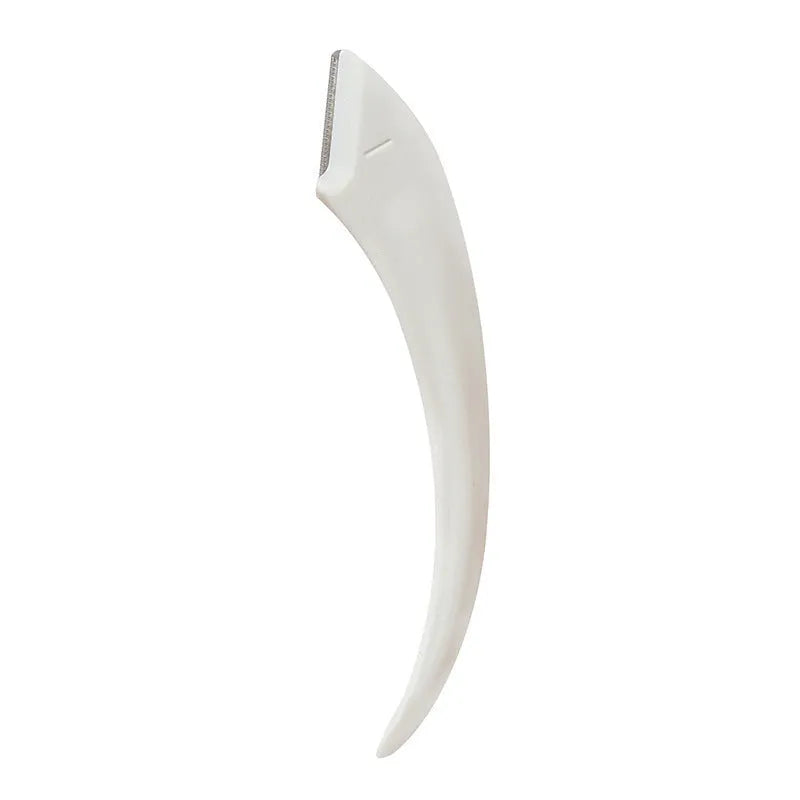 White or pink eyebrow trimming knife with curved comb for eyebrow shaping and hair removal
