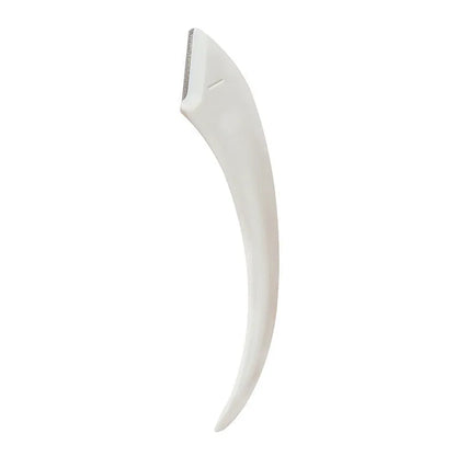 White or pink eyebrow trimming knife with curved comb for eyebrow shaping and hair removal