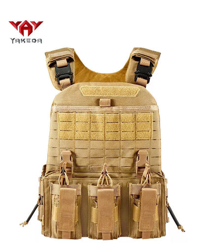 MOLLE System Tactical Vest in khaki, black, grey, or military green for outdoor activities