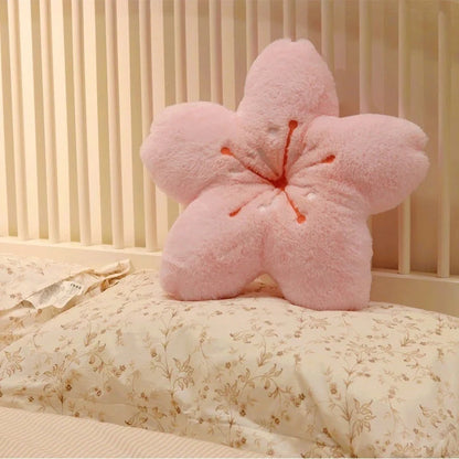 Cherry blossom plush cushion in blue, pink, or yellow for home decor