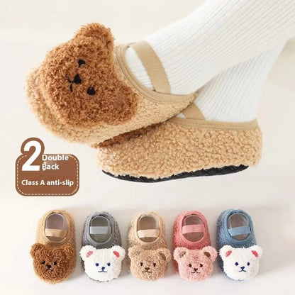 Baby floor socks with cartoon patterns, silicone non-slip dots on soles, in KN2200 blue colour