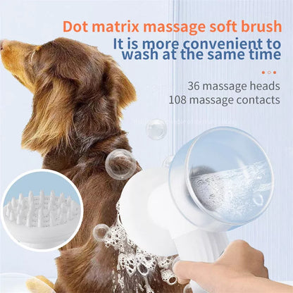 Automatic foaming pet bath brush with soap dispenser for dogs and cats