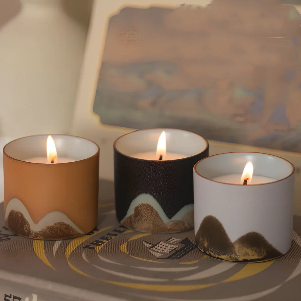 Handcrafted tea cup aromatherapy candle in glass container with 5.2cm width and 4.3cm height