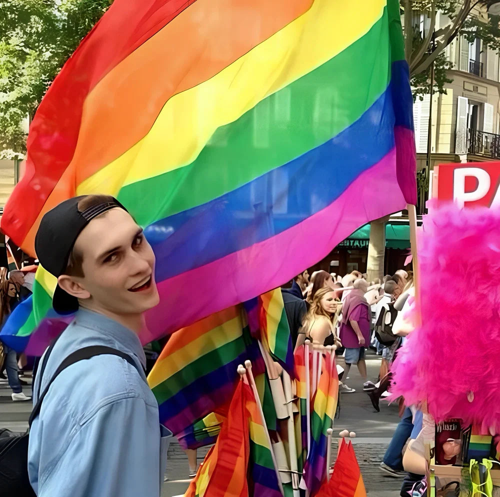 Pride LGBT rainbow flag 90x150cm with double-sided printing showing vivid colours