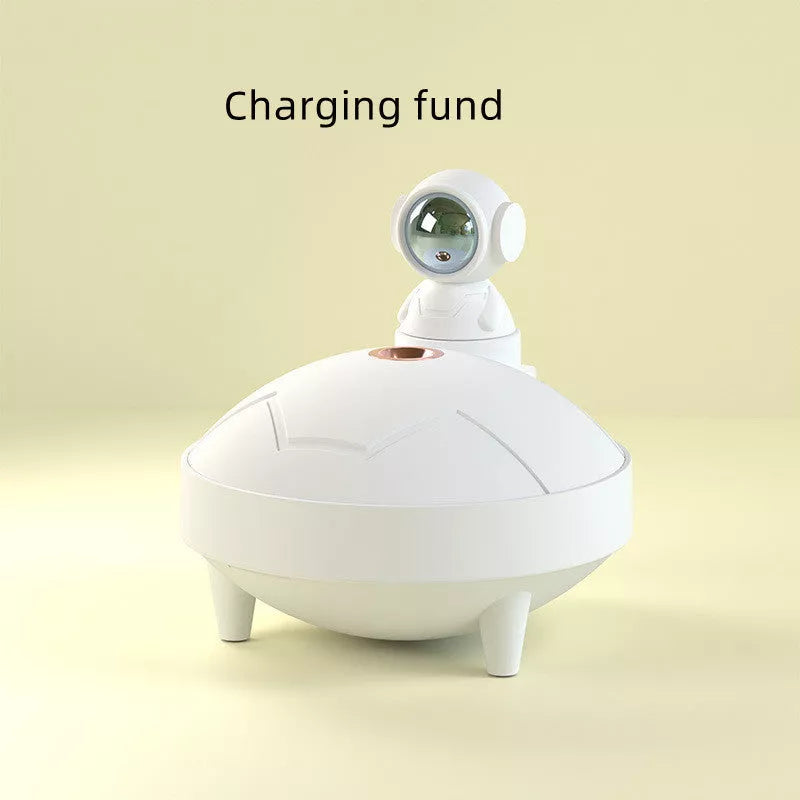 Astronaut Sunset Lamp Humidifier with 360-degree rotation and USB charging in white, pink, or light green