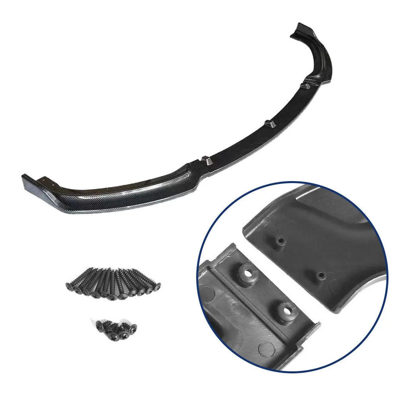 Front bumper cover lip for BMW F30 F35 3 Series, PP polypropylene body styling accessory, 96cm length front shovel design in bright black for personalisation and protection