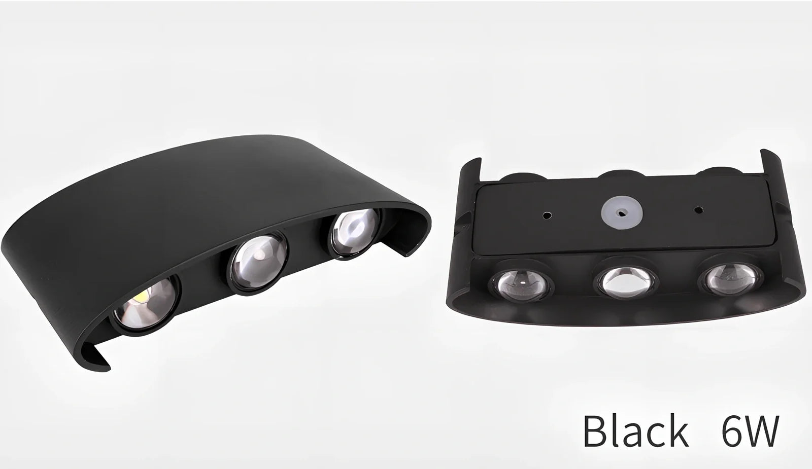 Waterproof black aluminium LED wall lamp 4W warm white emitting 60-degree beam angle mounted on white wall