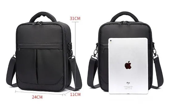 Black Oxford fabric men's shoulder messenger bag with adjustable strap