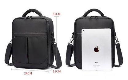 Black Oxford fabric men's shoulder messenger bag with adjustable strap
