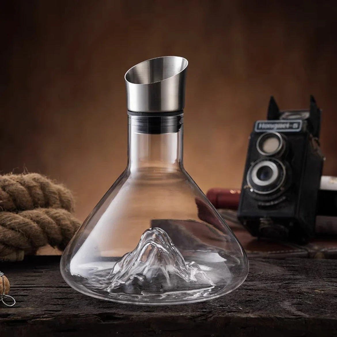 Elegant Iceberg Waterfall Wine Decanter made of lead-free crystal glass for enhancing wine flavors and aromas