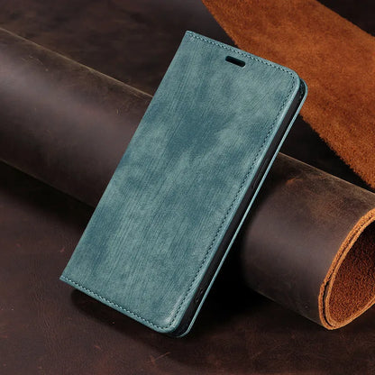 Magnetic flip phone case cover in seven colours for iPhone models with TPU and leather construction