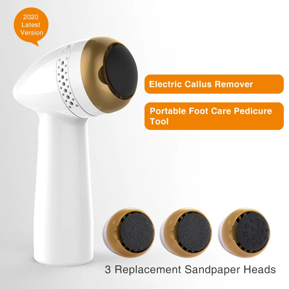Electric vacuum foot grinder with quartz grinding head in gold, pink gold, or white silver colours