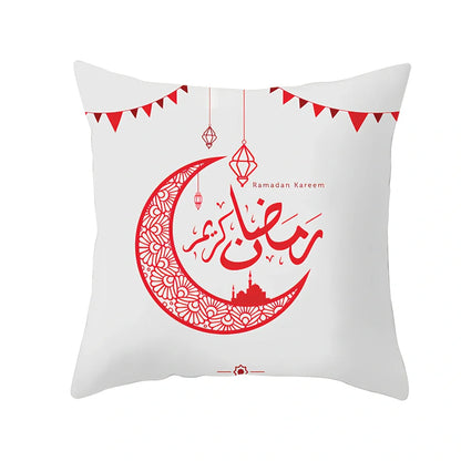 Single-sided digital printed peach skin pillowcase measuring 44cm for Ramadan Eid decor