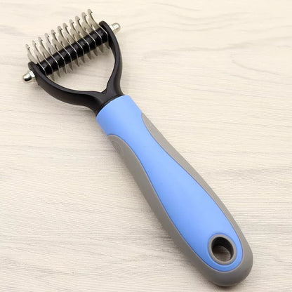 Double-sided blade dog comb for long-haired pets with stainless steel needles