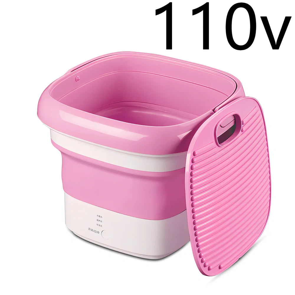 Blue Weili BX-3 folding washing machine unfolded, 0.8kg tub capacity, plastic portable design for small laundry loads