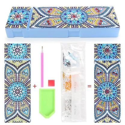 DIY diamond painting kit for creating personalised pencil case with resin sequin decoration on PU leather