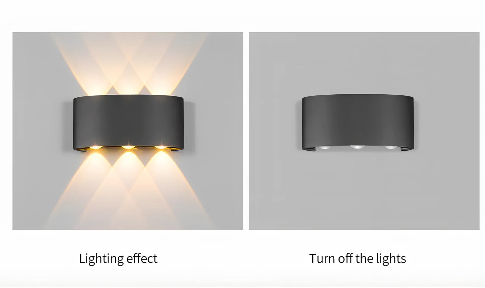 Waterproof black aluminium LED wall lamp 4W warm white emitting 60-degree beam angle mounted on white wall