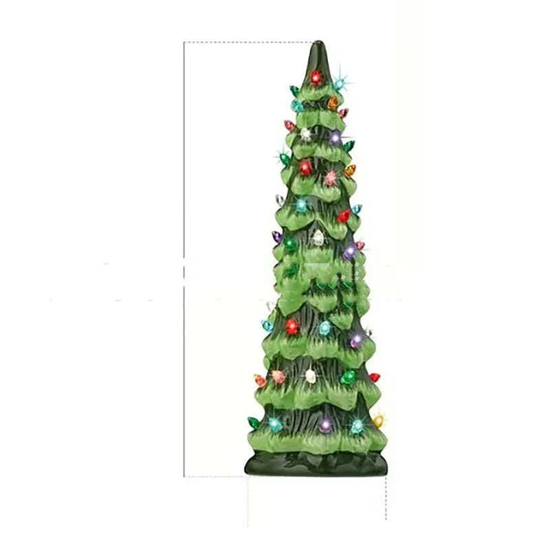 European-style Christmas tree decoration with LED lighting in resin construction