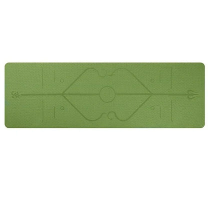 Premium non-slip yoga mat with printed alignment lines for improved form and stability during yoga practice