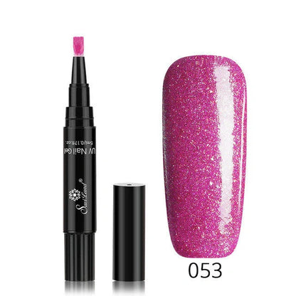 3-in-1 Gel Nail Varnish Pen with Glitter for One-Step Nail Art