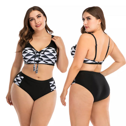 Big cup ladies swimsuit in black, made with durable nylon fabric for support and style