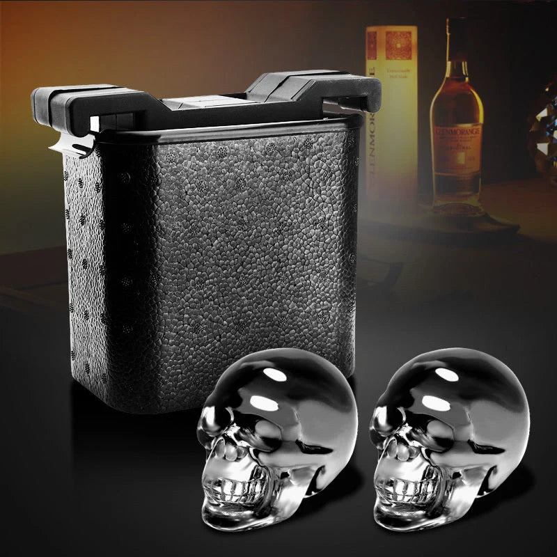Large square black silicone ice cube mold with detailed skull design for creative drinks
