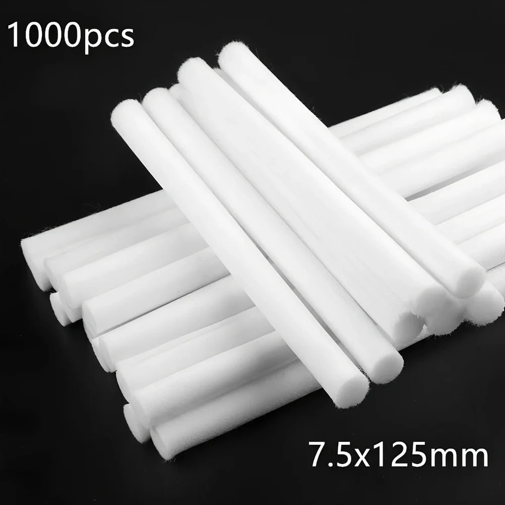 Pack of 7.5x125mm acetate fibre cotton swabs for humidifier wicks, trimmable length for stable fog output