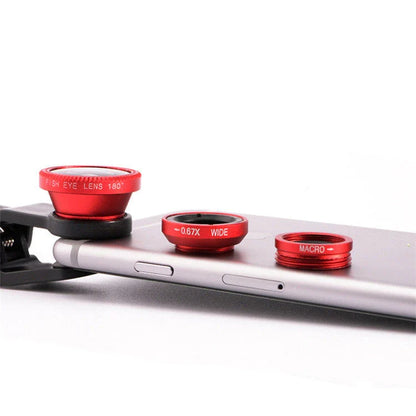 Versatile smartphone photography kit with wide-angle fisheye lens and high-magnification macro lens for capturing expansive shots and intricate details