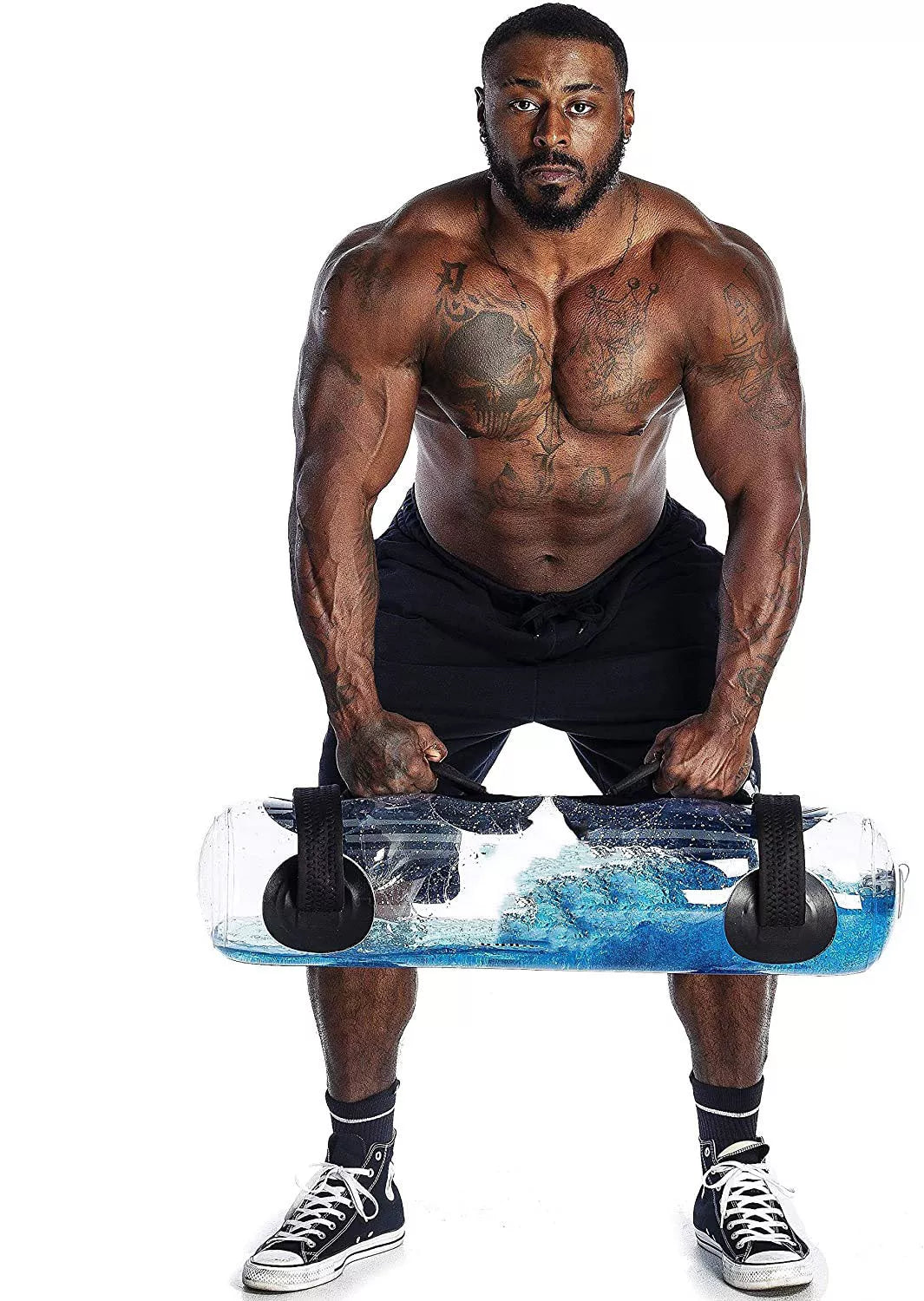 Outdoor fitness water bag in white, waterproof PVC fabric, dimensions 20.5X20.5X75cm