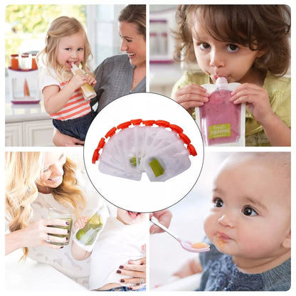 10pcs disposable baby food storage bags for juice and puree, safe and convenient