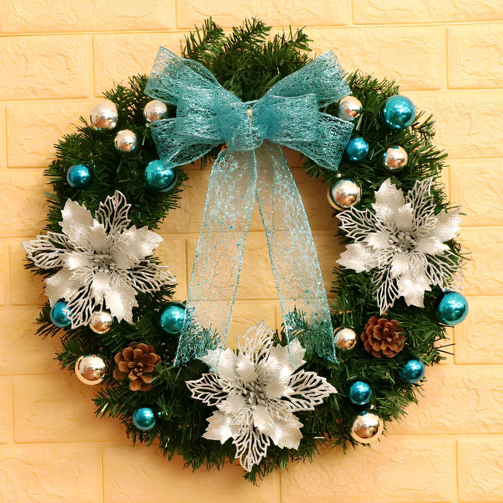Christmas wreath rattan ring in traditional woven design for door decoration