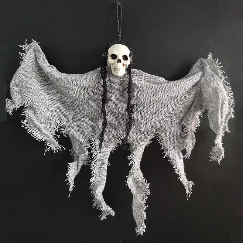 Halloween skull decoration with bleeding effect and corpse cloth pattern