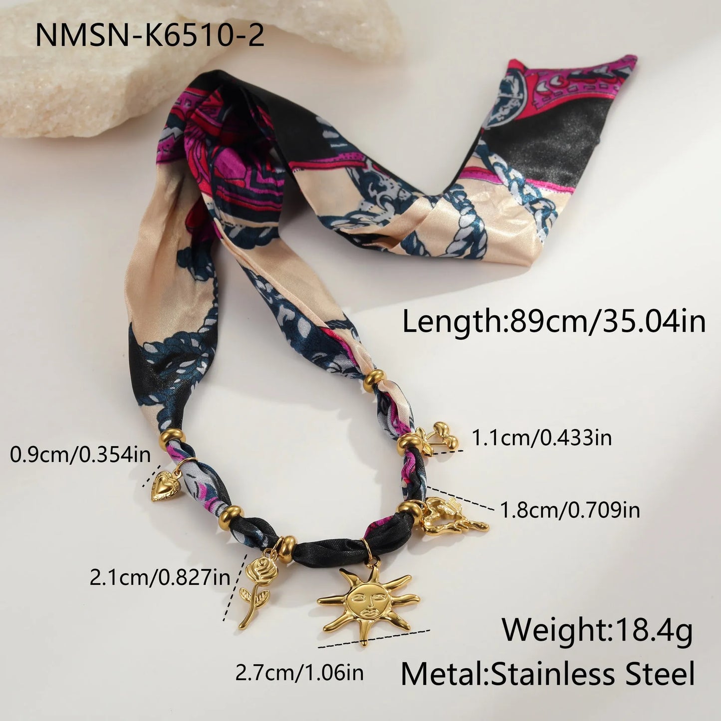 Women's stainless steel geometric pendant necklace with 18K gold electroplating on chain
