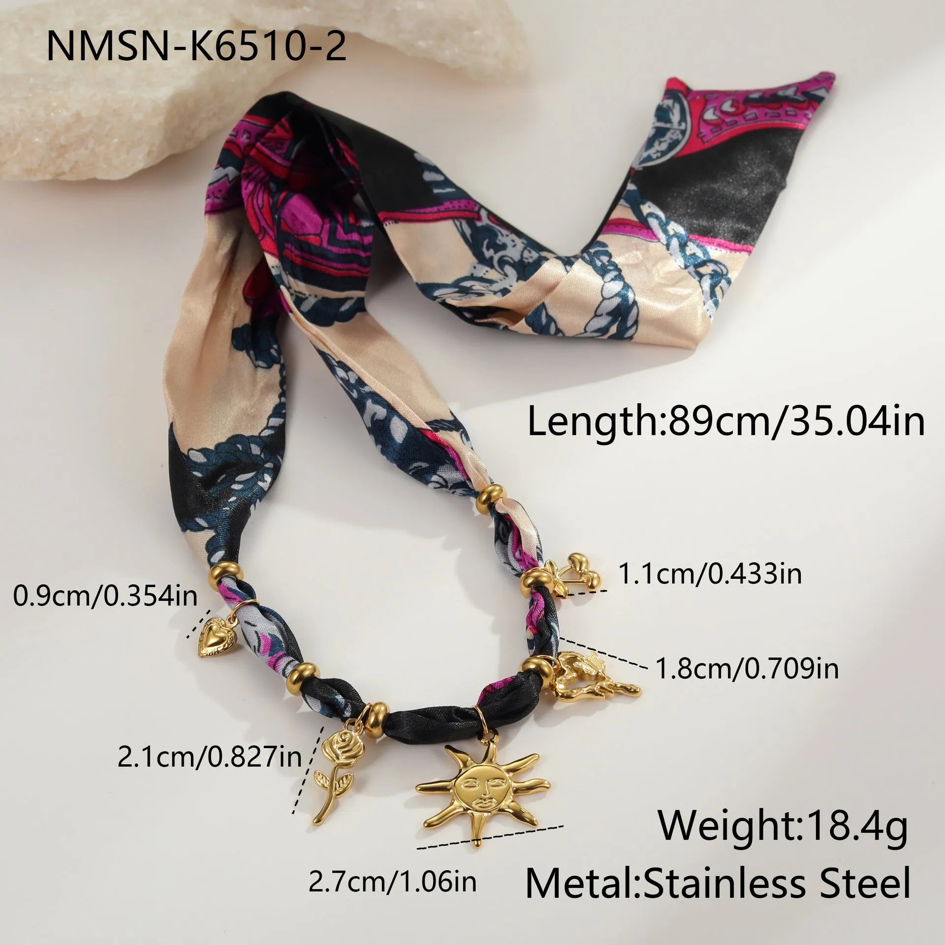 Women's stainless steel geometric pendant necklace with 18K gold electroplating on chain
