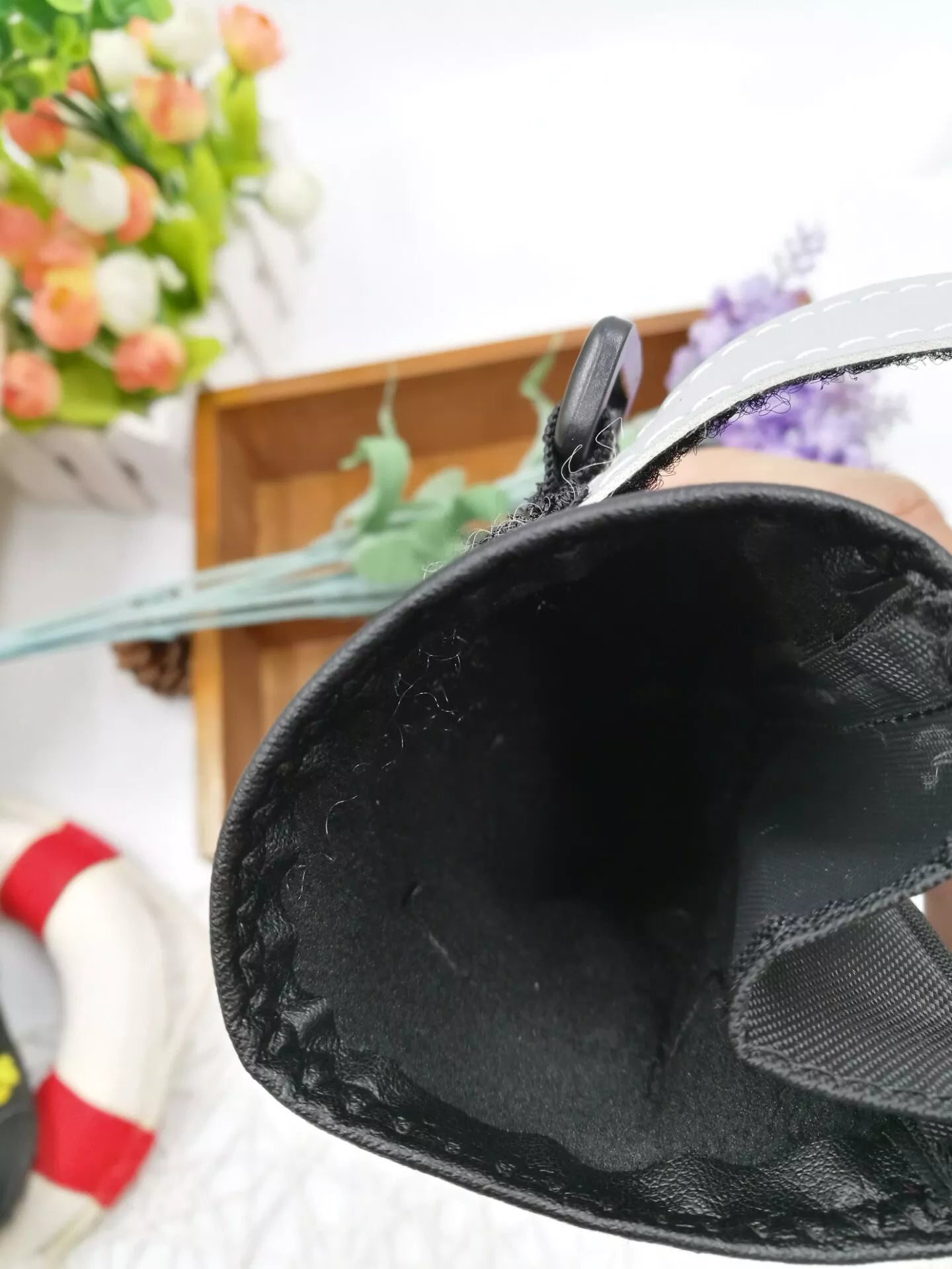 Black waterproof dog shoes with non-slip soles and adjustable fuzzy belts