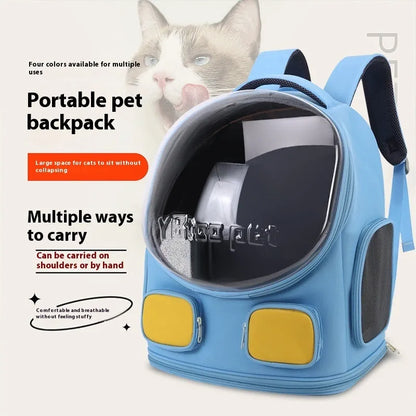 Outdoor portable cat backpack in nylon, medium hard, large capacity for cats up to 9kg, solid colour