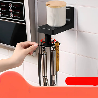 Nordic style plastic kitchen utensil rack with 6 inverted hooks in multiple colour options