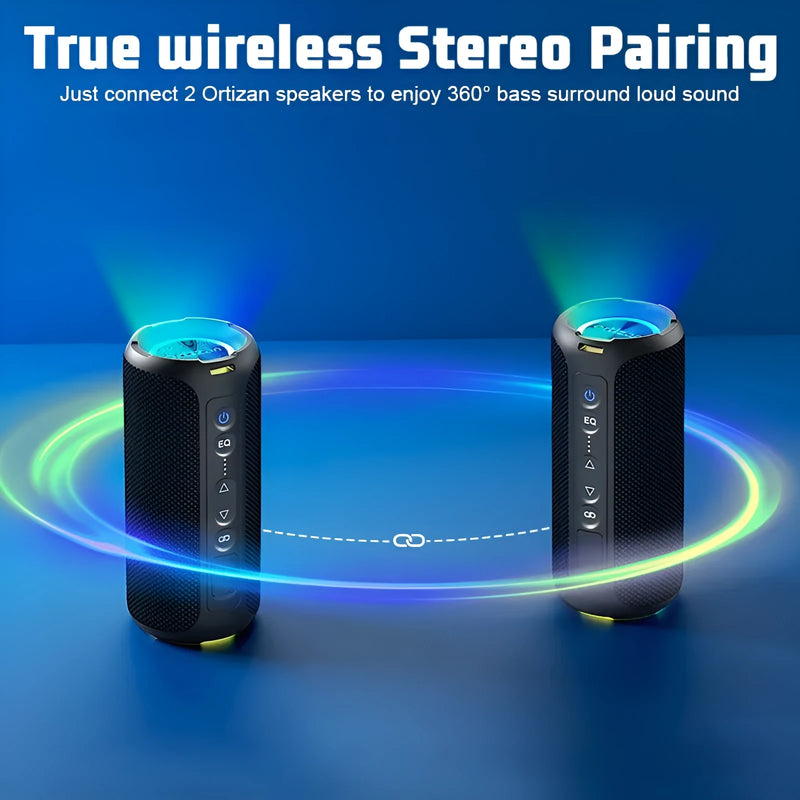 Multi-sound Luminous 40W Wireless Bluetooth Fabric Speaker with 80Hz-20kHz frequency response, USB power, and IP-rated waterproof, dustproof, and drop-resistant construction for versatile indoor and outdoor use.
