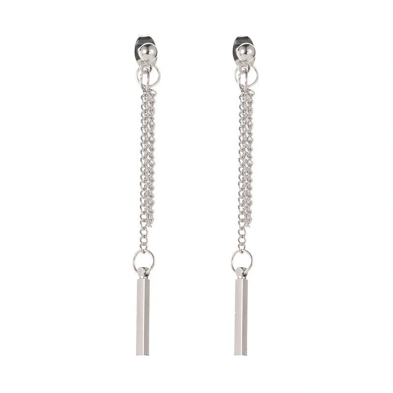 Elegant women's tassel stud earrings in silver, gold, and 925 silver options