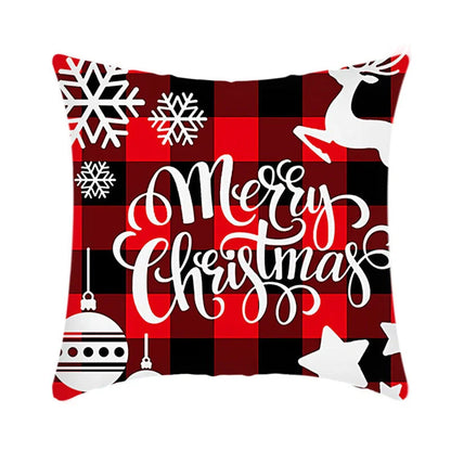 Elk Santa Claus plush cushion cover for festive holiday decor