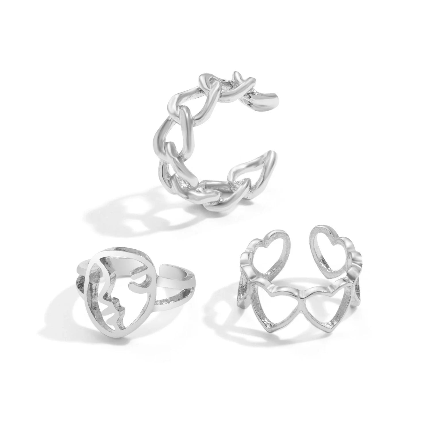 Trendy Adjustable Butterfly Couple Rings Set in gold and silver, perfect for punk style lovers