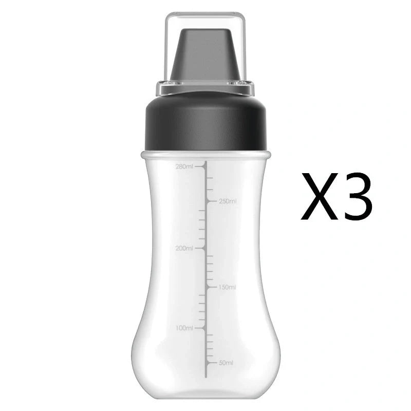 Five-hole Scale Squeezing Sauce Bottle with Lid in elegant black, grey, and Finnish red